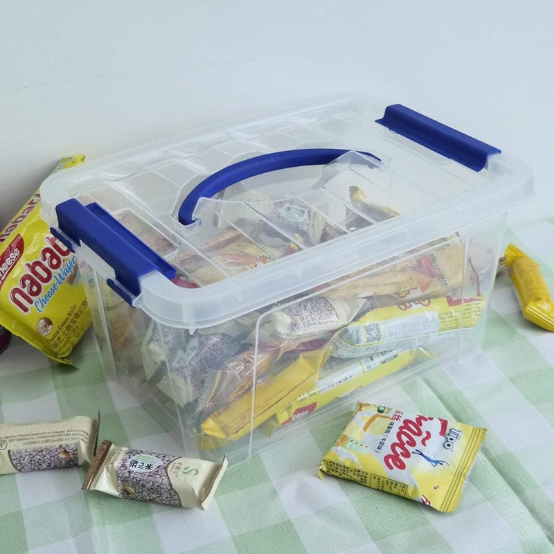 EudokkyNA 6 L Plastic Storage Box, Clear Boxes with Handles Set of 6 - Image 5